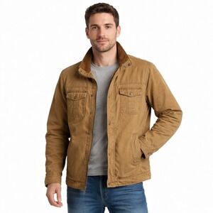 Levis Quilted Lined Barn Jacket Mens XL Brown Canvas Workwear Chore Military